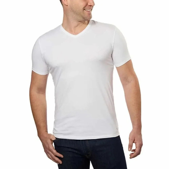 Mens Calvin Klein v-neck t-shirts 3 pack size Large White - Picture 3 of 7